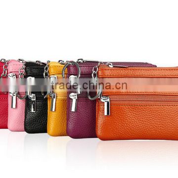 Boshiho multi color leather double zip custom coin pouch