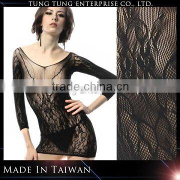 Manufacturer Long Sleeves Sheer Floret Fishnet Chemise