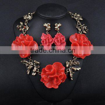 Hot Resin Necklace Earring Flower Jewelry Set