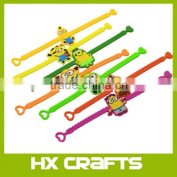 New promotion bracelets Soft PVC Minions Bracelets cartoon yellow bracelet