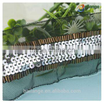 African new fashion beaded sequins trimming for clothes decoration