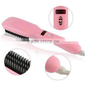 2016 New Arrive OEM LCD Ionic Electric Hair Straightener Brush Hair Brush Straightener