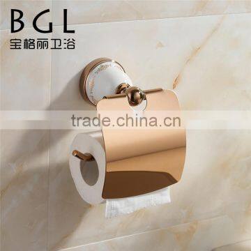 BAOGELI 12135 bathroom accessories pink plated toilet zine alloy with lid paper holder