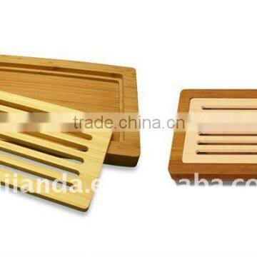 Bamboo square bread cutting board with storage base