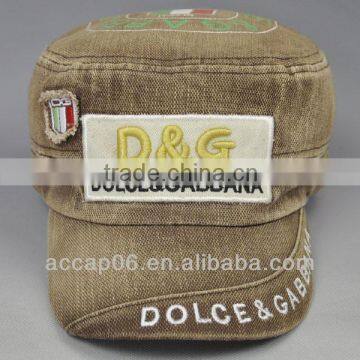 fashion custom cotton embroidered military style caps