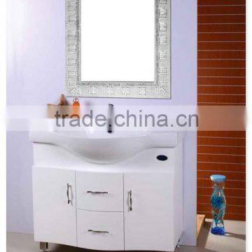 HZ manufacture best selling floor-standing metal legs white bathroom vanity cabinet import