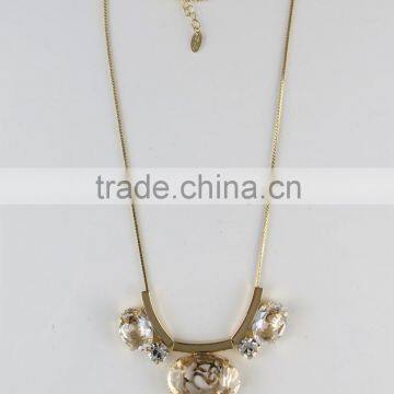 YiWu new design oval crystal pendant necklace