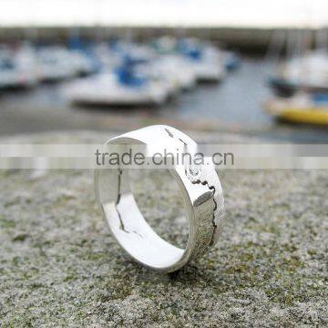 Wholesale surgical steel silver color map ring country promise rings