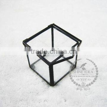 6.5*7.5*7cm geometric cube opening box air plant planter glass terrarium flower arrangement indoor gradening greenhouse 0100042