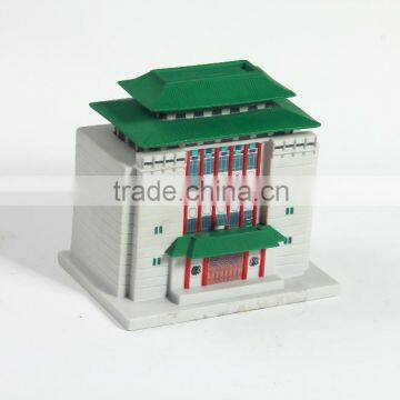 chinese symbolic temple money box, PVC/ABS OEM coin bank, china maunfacturer make your own money box