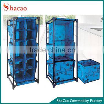 Foldable NonWoven Fabric Wardrobe Cabinets Storage Bin with side pocket