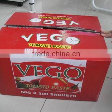 Good brands 70 g sachet tomato paste in box and then in carton