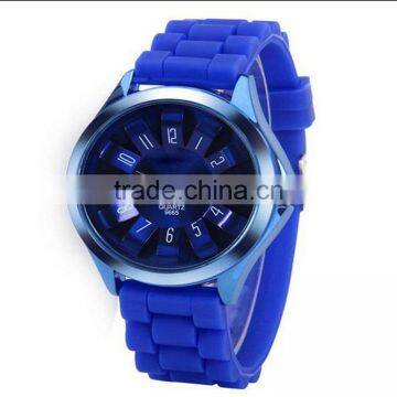 Unisex Fashion Geneva Clover Silicone Jelly Gel Quartz Analog Sports Wrist Watch