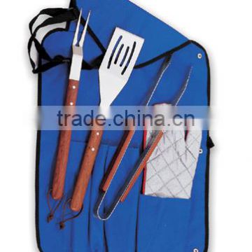 4pcs apron bbq tool set with glove