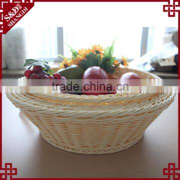 Multi-functional housewares round shape white plastic rattan bread basket