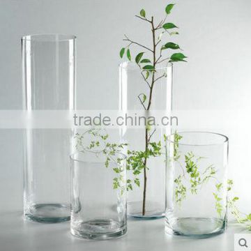 Simple cheap tall home wedding decor cylinder flower glass vase