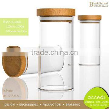 2014 New Style Small Candy Glass Jars With Darker Wood Lid photo-2