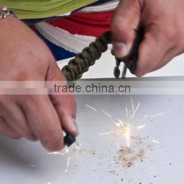 Outdoor Camping Steel Shackle Rope Buckle Whistle Gear Flint Fire Starter Scraper Survival Bracelet photo-3