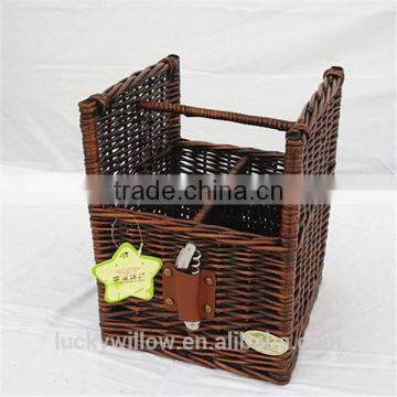 Four Section Painted Wicker Bottle Holder