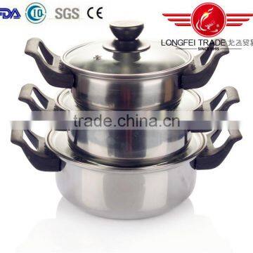 hot selling new design 3pcs stainless steel indian pot pan set