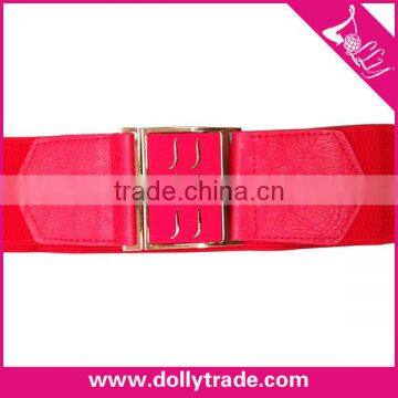 Yiwu Red PU Lady Dress Belt with Rectangle Buckle