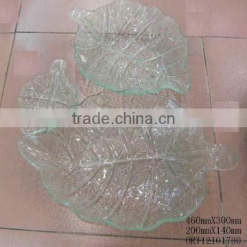 leaf shape hot melt glass plate for fruit