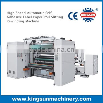 High speed automatic self adhesive label paper roll slitting rewinding machine