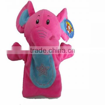 Wholesale plush cheap red elephant puppets child hand animals cute hand puppets