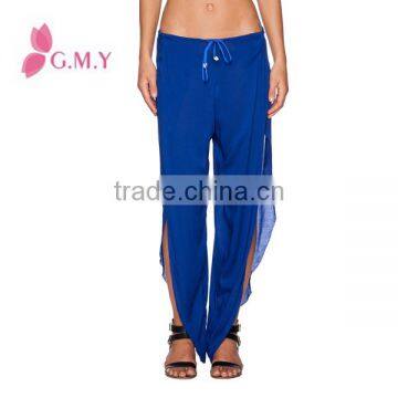 Chiffon Pants for Women Specil Cutting With Fork at Side Elastic Waist Bohemian Style Clothing Bulk Production photo-6