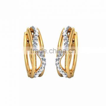 Stylish Zirconia Gold Plated Hoop Earrings