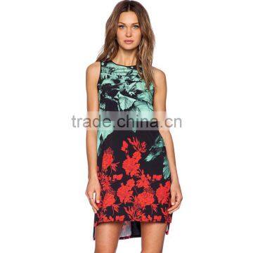 MGOO Hot Selling Custom Digital Print One Piece Dress Hi Low Floral Summer Dress Women Fashion Dress 15151A243 photo-4