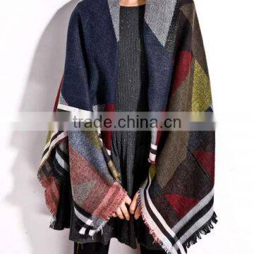 British Wind Spring Model Women Scarf Joint Colors Imitated Cashmere Material 135*145cm Female Cappa photo-2