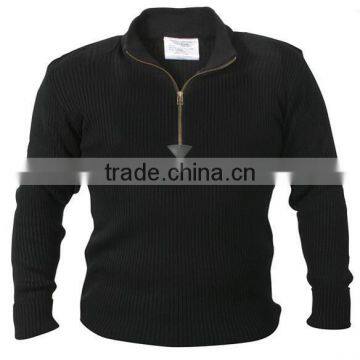 Wholesale Black Acrylic Quarter Zip Military Style Pullover Sweater photo-2