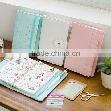 2017 Fashion Macaroon Candy Color A5./A6 PU Cover Planner With Clasp Button /elastic Band ,loose Leaf Organzier Agenda With Logo photo-3
