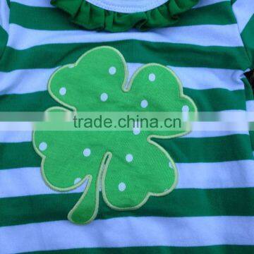 Baby Girls Shamrock Dress st Patrick Girls Cotton Dress With Matching Chunky Necklace and Bow Set photo-2