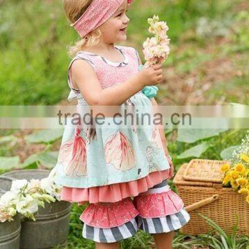 Ibear Garment Factory Girls Clothing Latest Design Baby Frock Dress Wild Dress Ruffle Sets Boutique Spring Outfits photo-4