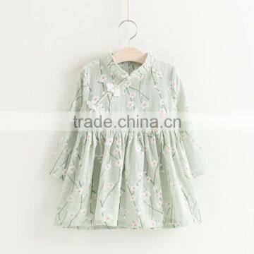 Spring Style Full Printing Girls Kids Long Sleeve Cotton Dress photo-2
