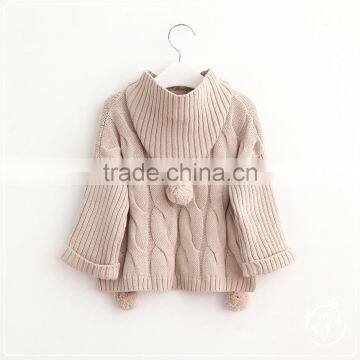 New Products Knitted Sweater Design for Baby Girls With Hoodie photo-3