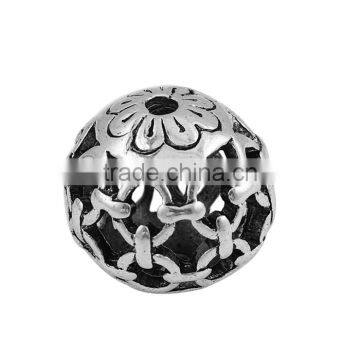 Zinc Based Alloy Spacer Beads Round Antique Silver Flower