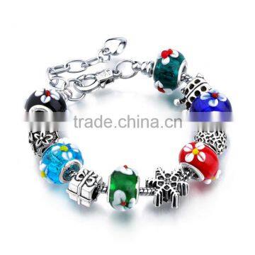DIY 2017 European Charms Bracelet Murano Glass Crystal Beads Bangle
