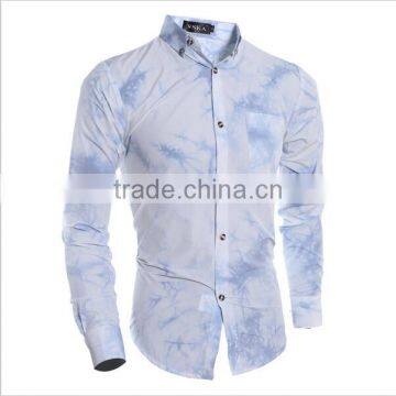 High quality porcelain printing Men's casual long sleeved shirt