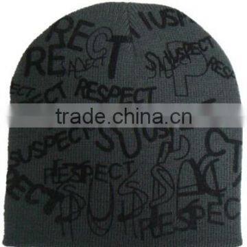 China wholesale cheap knit acrylic winter warm custom beanie