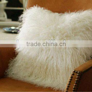 Mongolian Fur Cushion, with Real Lamb Fur