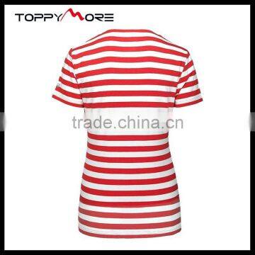 T092-1533R OEM Red And White Striped T Shirt Wholesale China, 95%Cotton Shirts High Quality photo-2