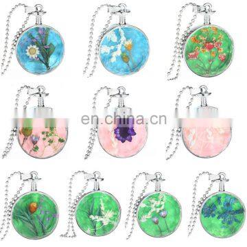 Mother's Day Dried Flowers Glass Essential Oil Diffuser Necklace photo-4