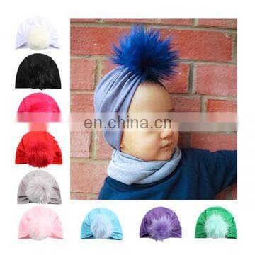 2017 hot sale Children's fashion hair ball monochrome cap baby supplies baby hat