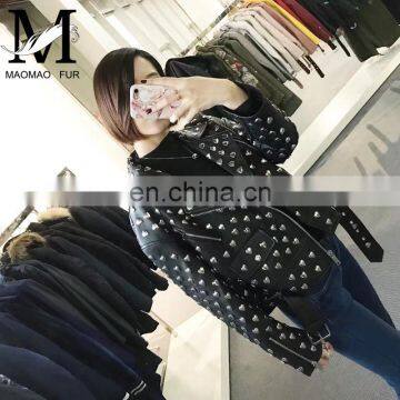 2017 Fashion Leather Motorcycle Jacket With Love Metal Standard High Fashion Jackets
