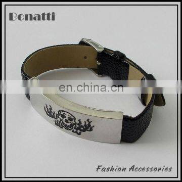 skull shaped leather wristbands leather bracelet for men