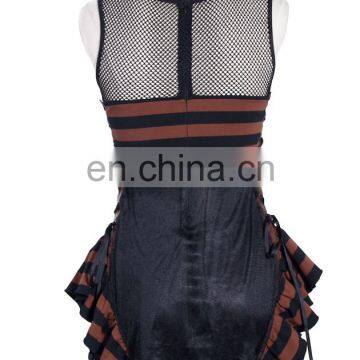 Steampunk Short Sleeveless Striped Dress-tunic
