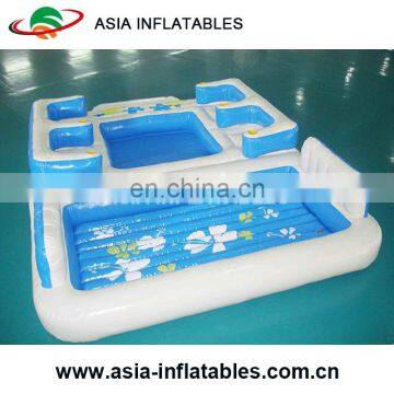 Customize inflatable outdoor beach island inflatable pool lounge float island Inflatable floating bar with tent